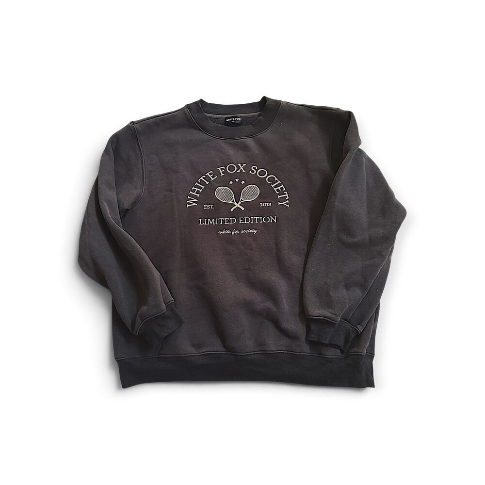 White Fox Society Limited Edition Tennis Oversized Sweatshirt M/L Charcoal